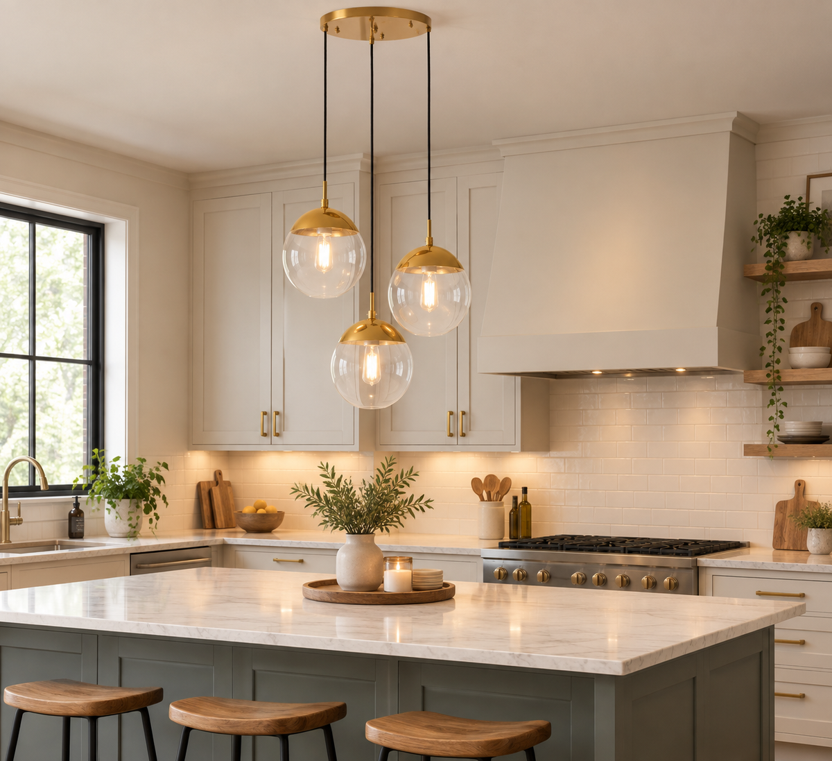 Beaumonde Home Revive Gold Finish 3 Bulb Pendant Light