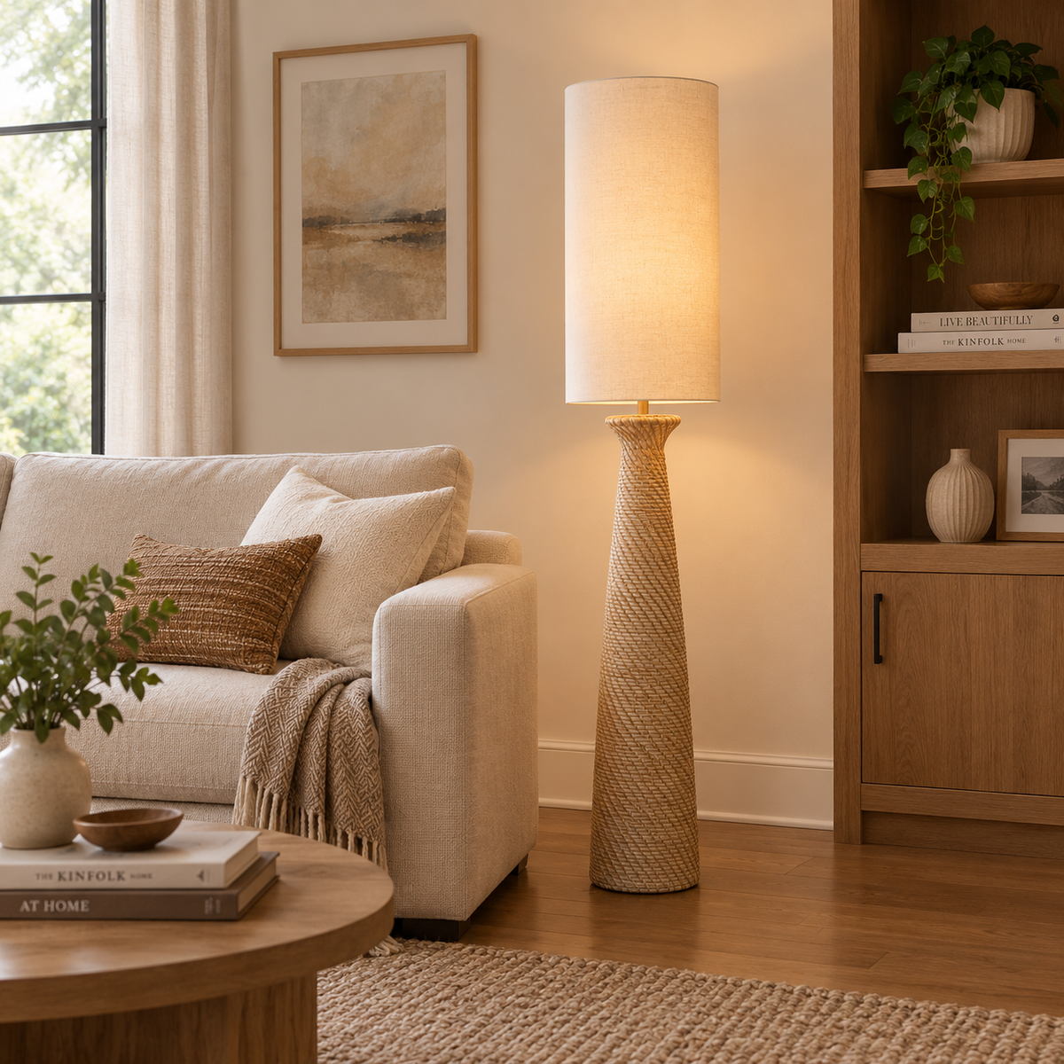 Dune Floor Lamp With Linen Shade