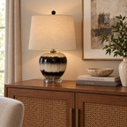 Sepia Shadows Squat Table Lamp With Linen Shade