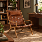 Beaumonde Home Kendani Teak Wood And Leather Chair