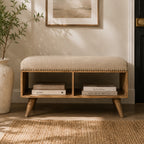 Studded Linen Open Bench