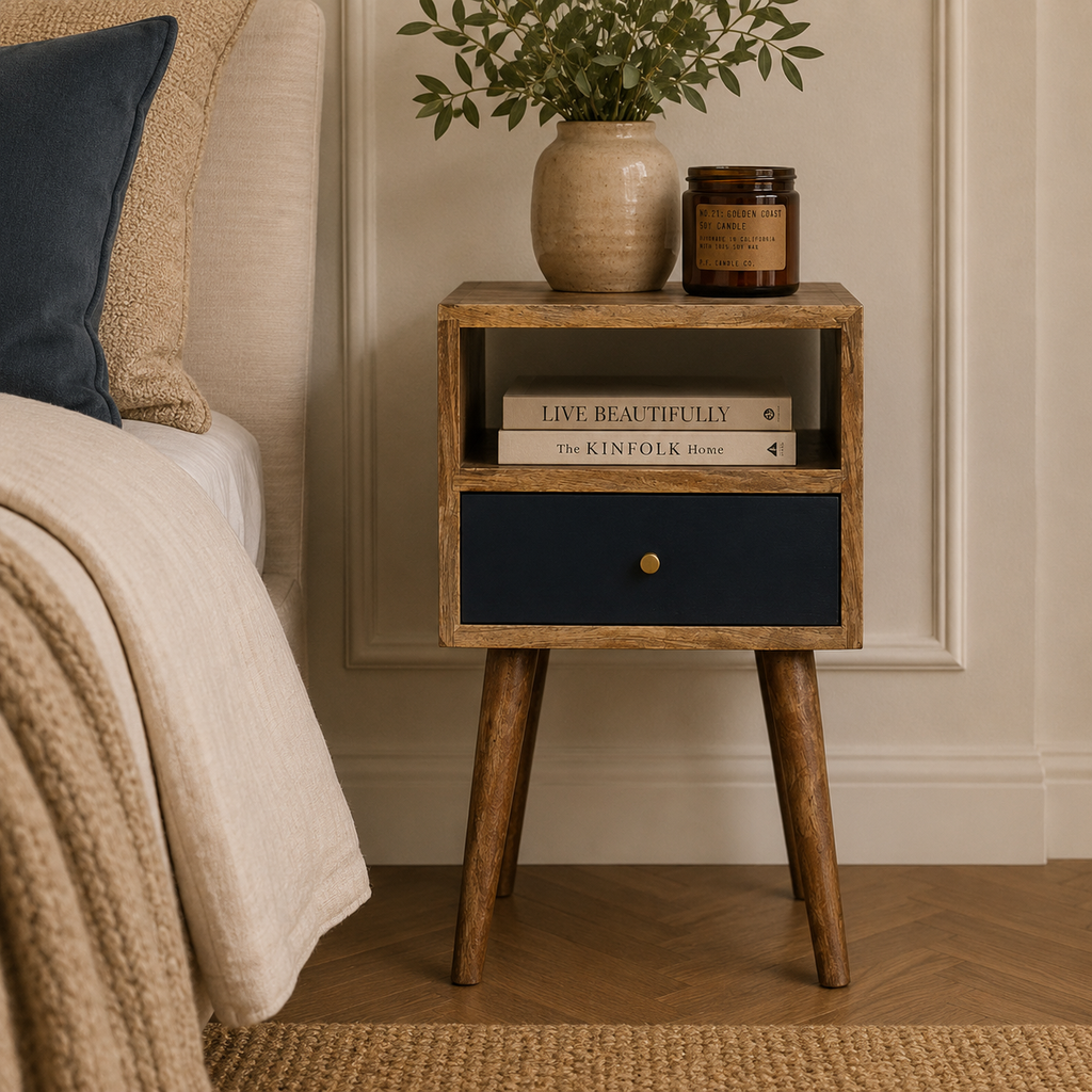 Mini Navy Blue Hand Painted Bedside Table