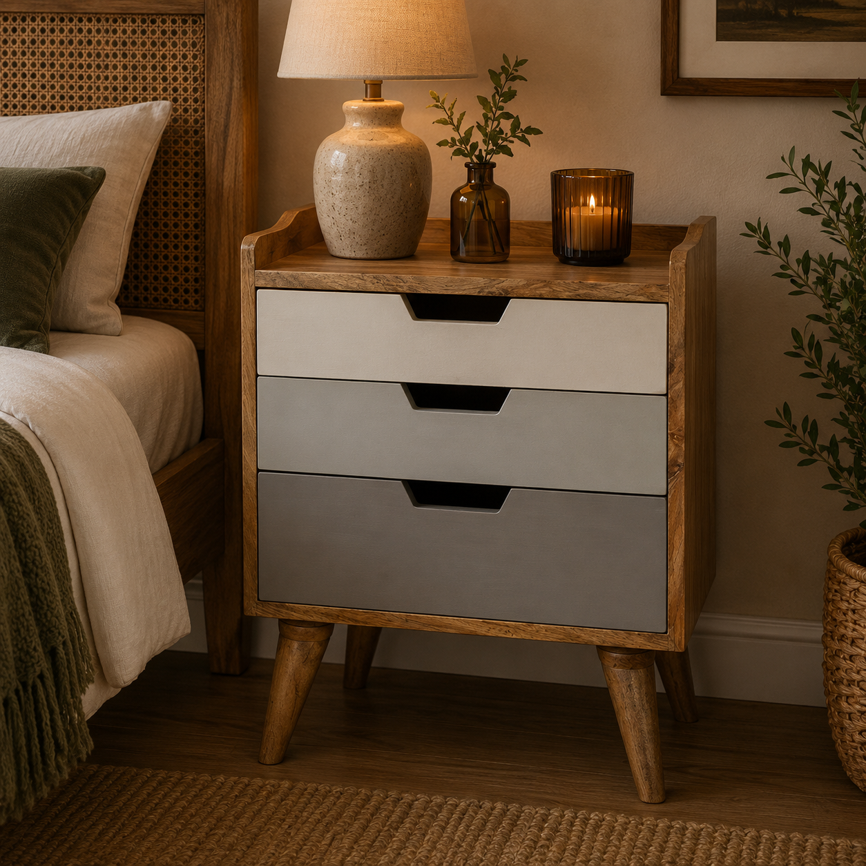Grey and White Gradient Bedside Table