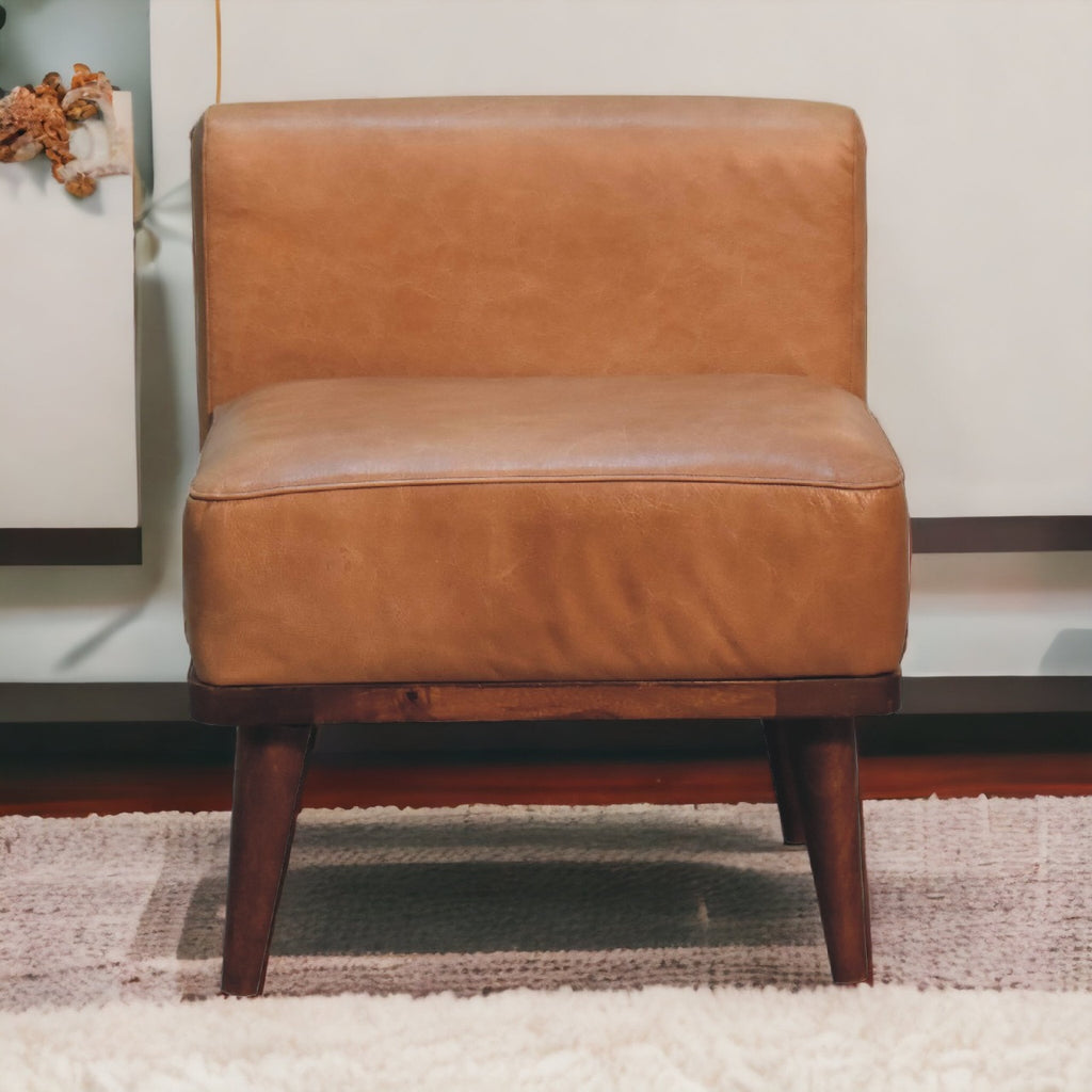 Tan Buffalo Backrest Footstool