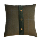 Quinn Cushion Green Olive Tartan & Green Velvet - Set Of 2