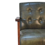 Buffalo Leather Chair In Olive Or Brown