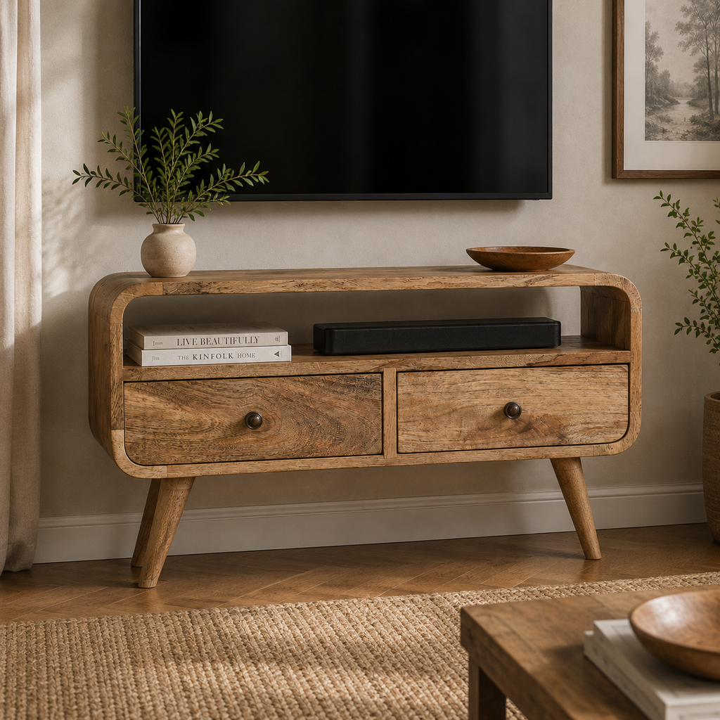 Mini Curved Oak-ish Media Unit