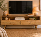 Curved Oak-ish Media Unit