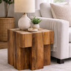 Travertine Block Side Table