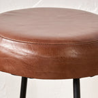 Pacific Lifestyle Mikkel Vintage Brown Leather and Black Metal Bar Stool