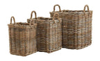 Set of 3 Kubu Rattan Square Storage Baskets