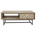 Pacific Lifestyle Torben Sand Wash Acacia Wood and Black Metal 2 Drawer Coffee Table