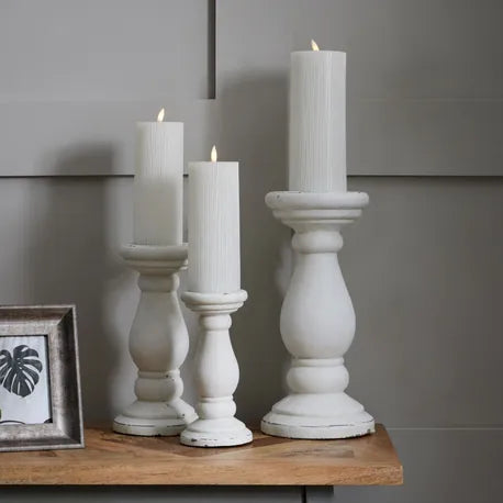 Matt White Large Ceramic Column Candle Holder