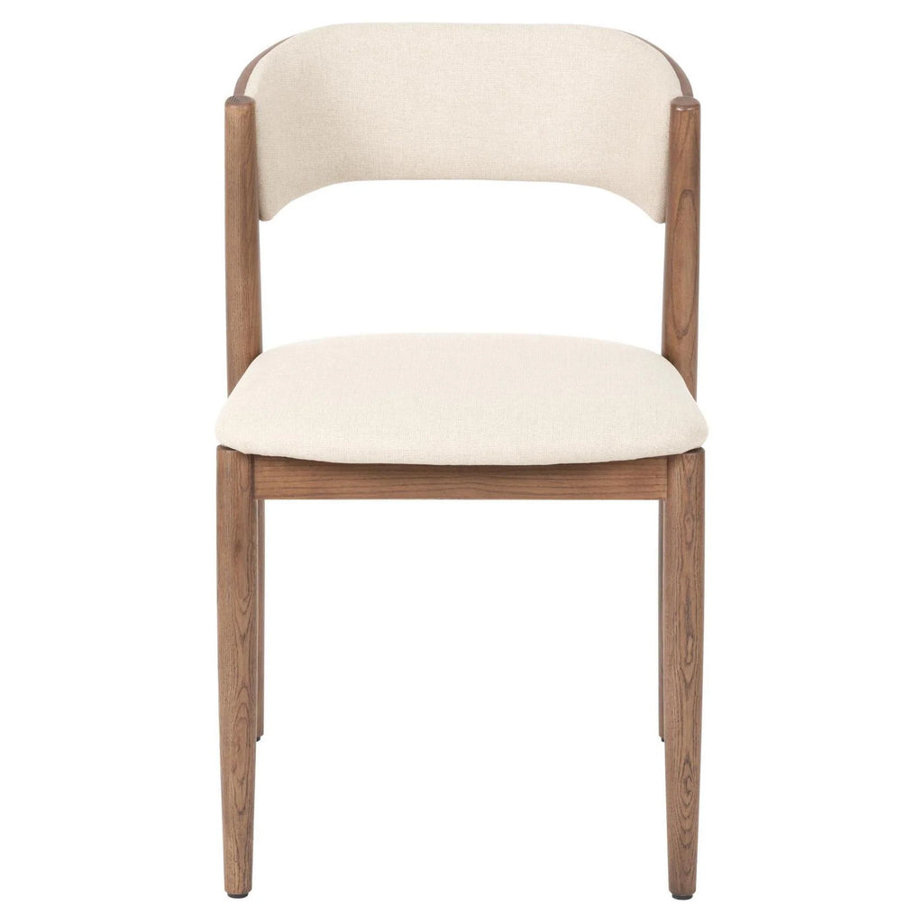 Pacific Lifestyle Alvar Natural Linen and Dark Ash Wood Curved Back Dining Chair