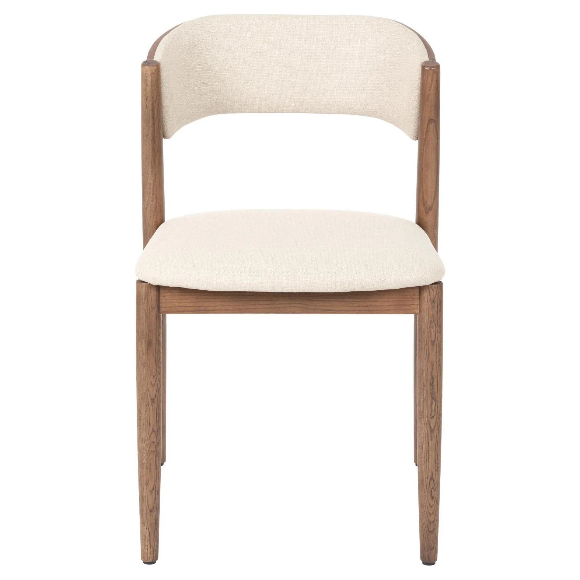 Pacific Lifestyle Alvar Natural Linen and Dark Ash Wood Curved Back Dining Chair