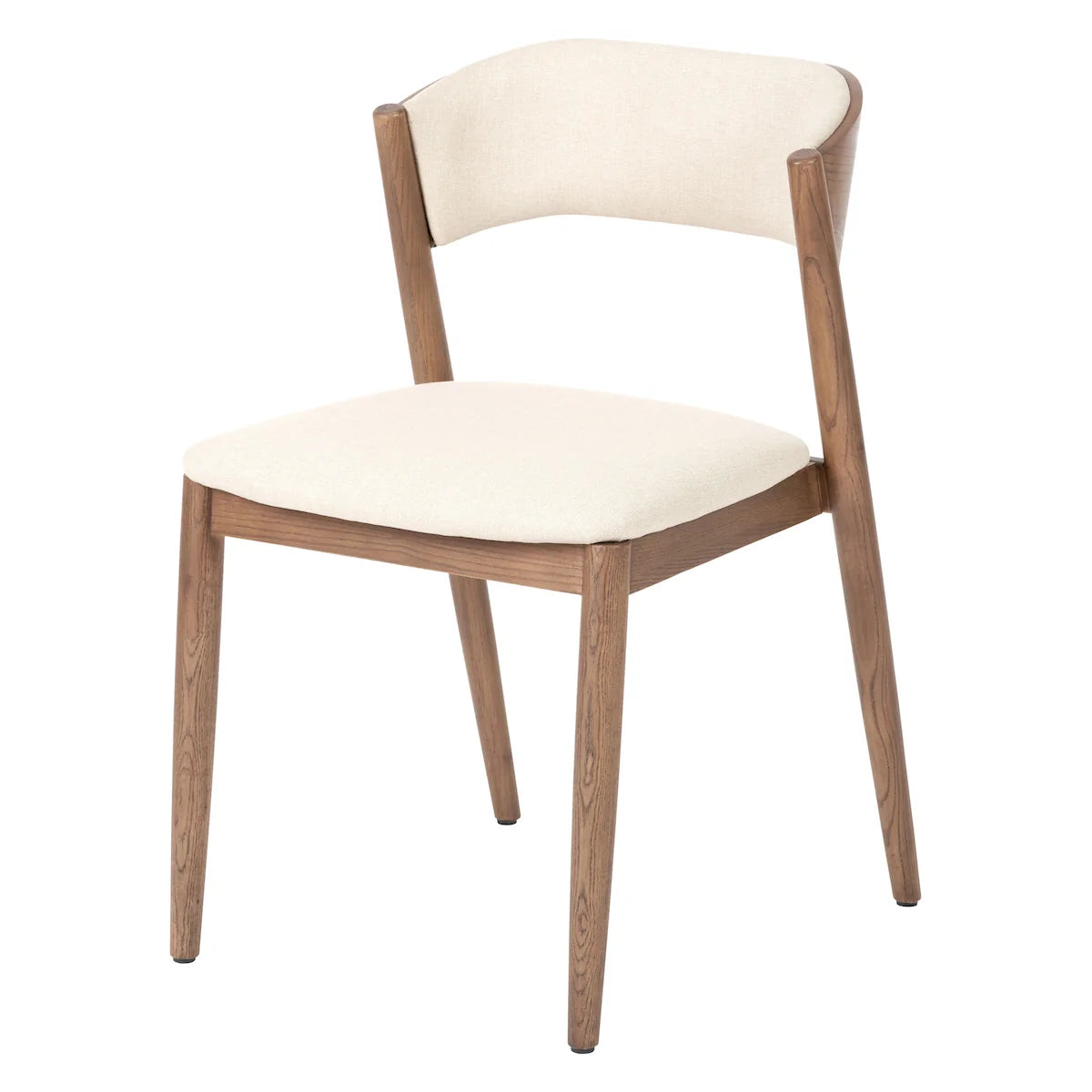 Pacific Lifestyle Alvar Natural Linen and Dark Ash Wood Curved Back Dining Chair