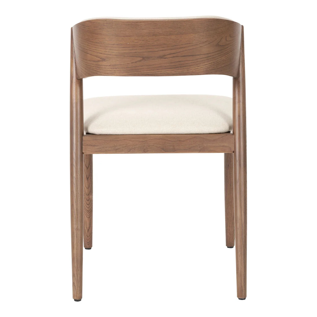 Pacific Lifestyle Alvar Natural Linen and Dark Ash Wood Curved Back Dining Chair