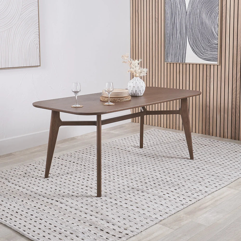 Pacific Lifestyle Alvar Dark Ash Wood Retro Dining Table