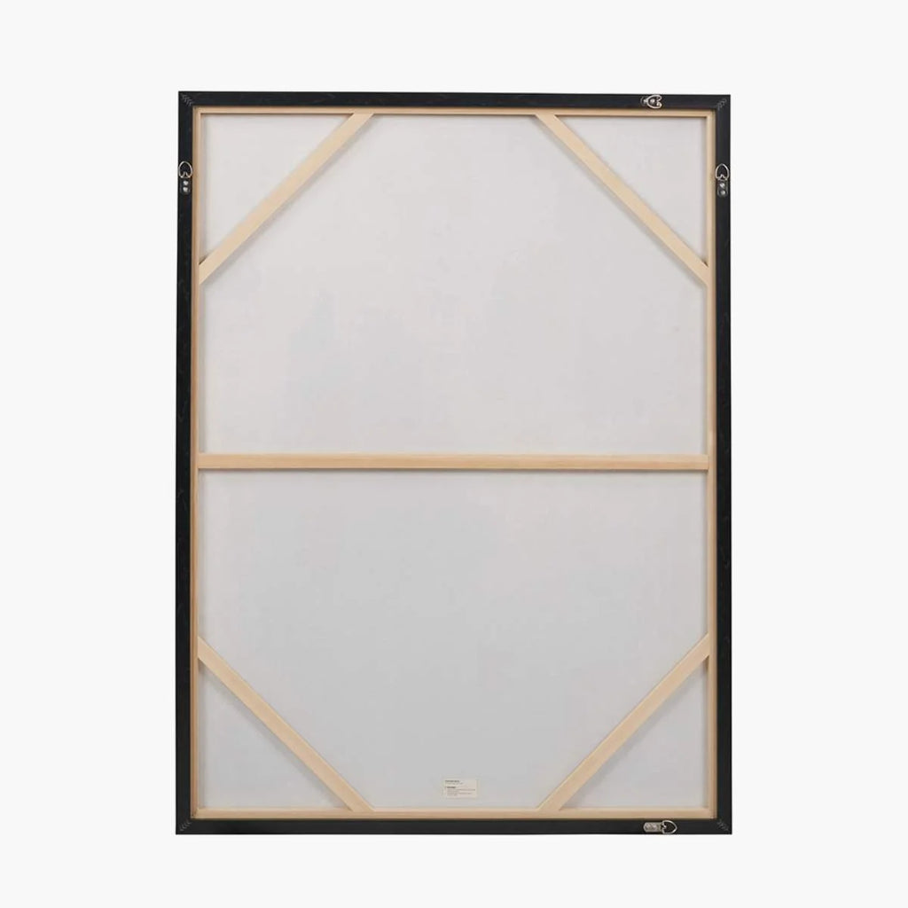 Pacific Lifestyle Gold and Blue Tone Abstract Canvas with Black Frame