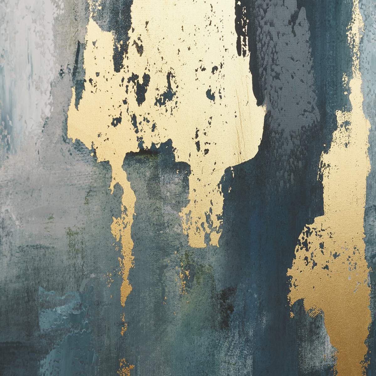 Pacific Lifestyle Gold and Blue Tone Abstract Canvas with Black Frame