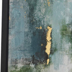 Pacific Lifestyle Gold and Blue Tone Abstract Canvas with Black Frame