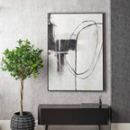 Pacific Lifestyle Monochrome Abstract Canvas with Black Frame