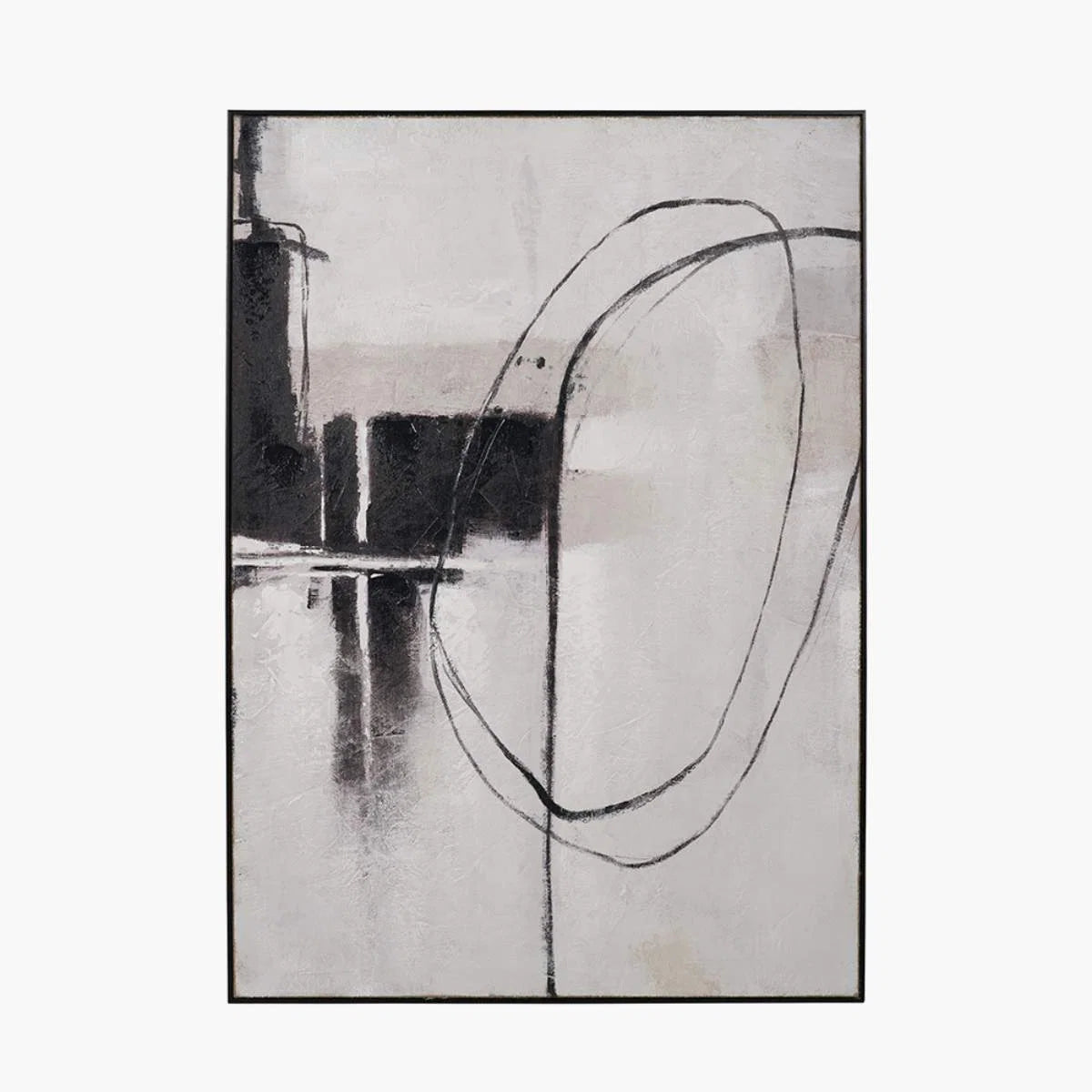 Pacific Lifestyle Monochrome Abstract Canvas with Black Frame