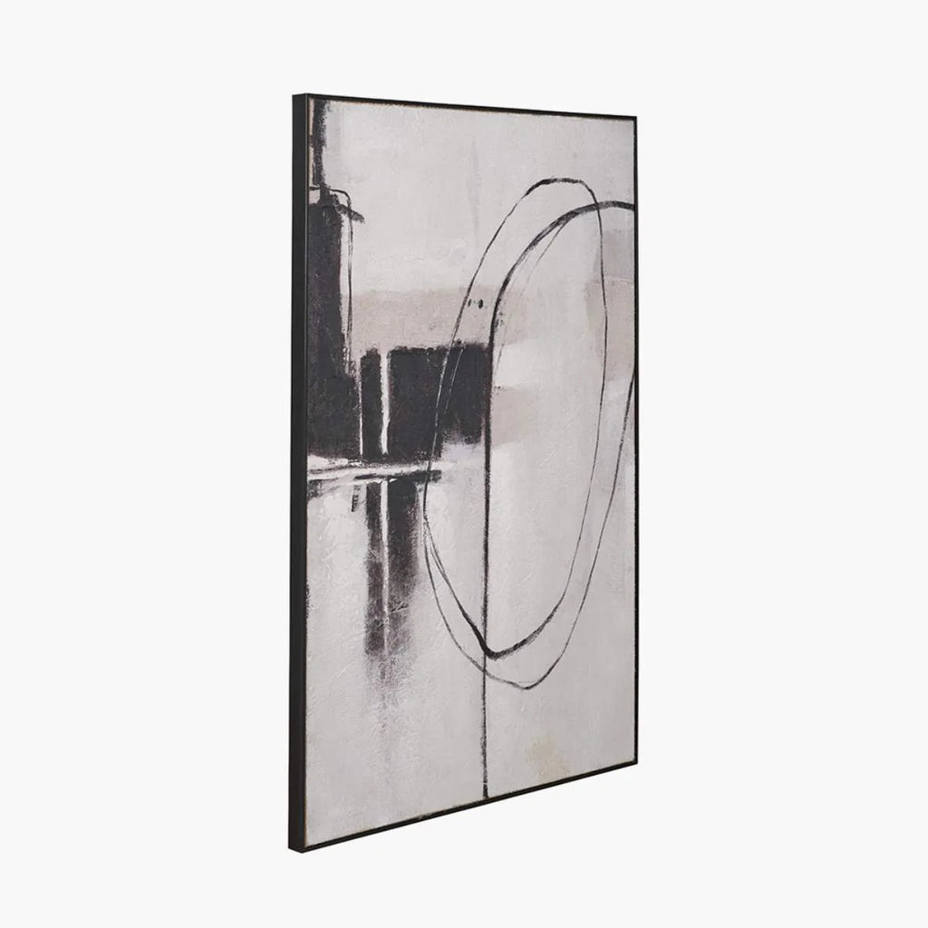 Pacific Lifestyle Monochrome Abstract Canvas with Black Frame