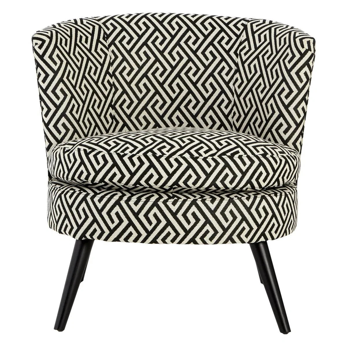 Beaumonde Home Marylebone Black And Beige Fret Round Armchair