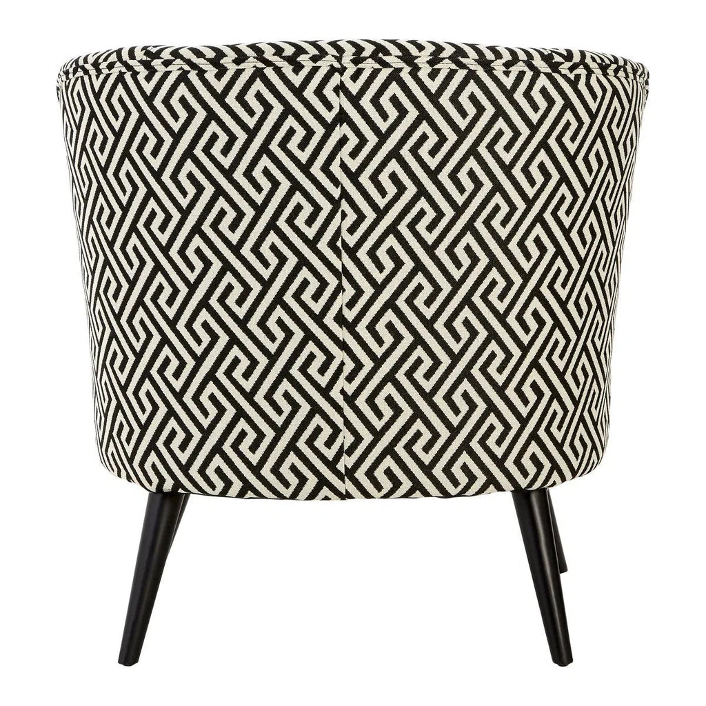Beaumonde Home Marylebone Black And Beige Fret Round Armchair