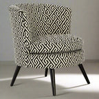 Beaumonde Home Marylebone Black And Beige Fret Round Armchair