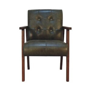 Buffalo Leather Chair In Olive Or Brown
