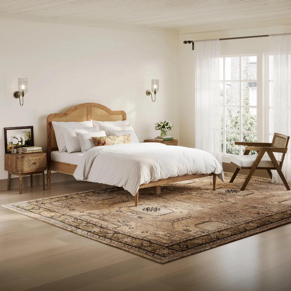 HO+ME Florian Double Bed In Smoked Wood