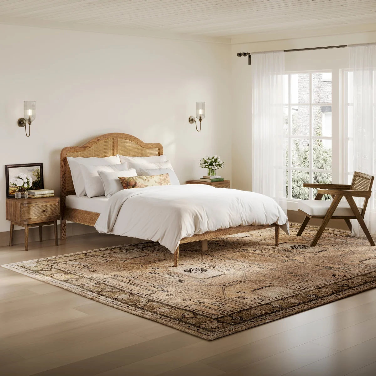 HO+ME Florian Double Bed In Smoked Wood