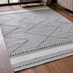 Pacific Lifestyle Indoor Outdoor Grey and White Plaited Stripe Design Rug