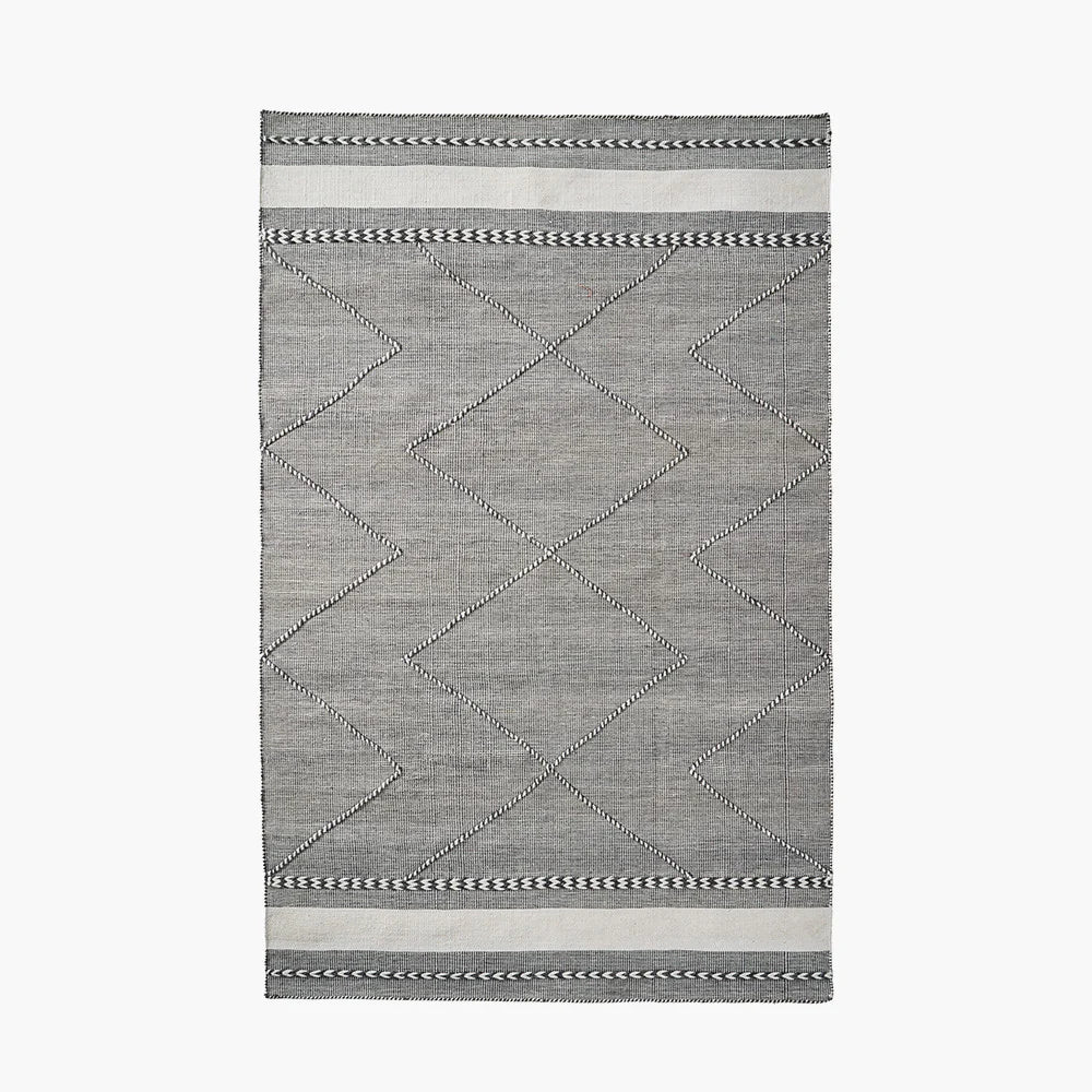Pacific Lifestyle Indoor Outdoor Grey and White Plaited Stripe Design Rug