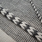 Pacific Lifestyle Indoor Outdoor Grey and White Plaited Stripe Design Rug