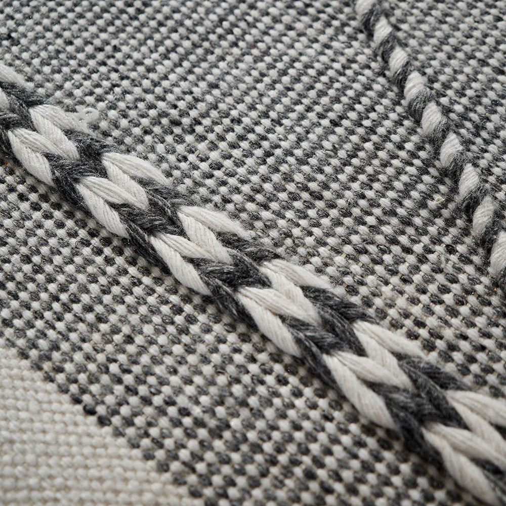Pacific Lifestyle Indoor Outdoor Grey and White Plaited Stripe Design Rug