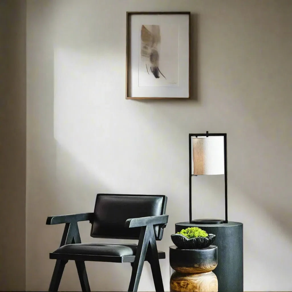 Beaumonde Home Buffer Black Leather Armchair With Wood Frame