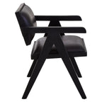 Beaumonde Home Buffer Black Leather Armchair With Wood Frame