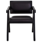 Beaumonde Home Buffer Black Leather Armchair With Wood Frame