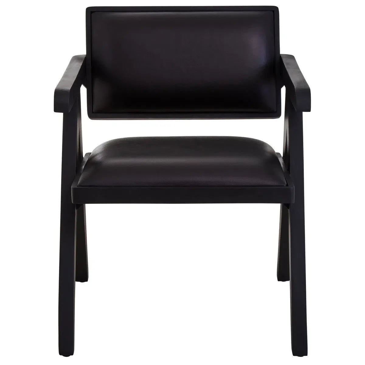 Beaumonde Home Buffer Black Leather Armchair With Wood Frame