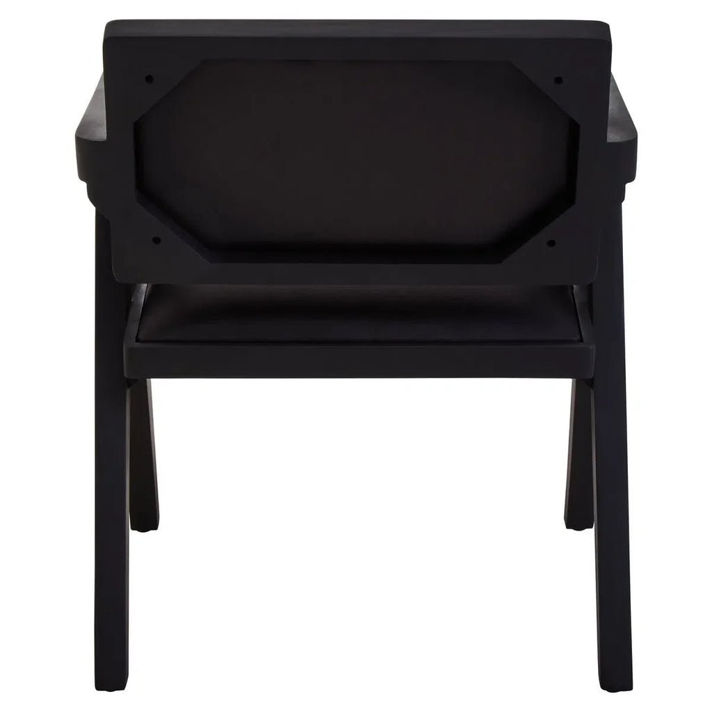 Beaumonde Home Buffer Black Leather Armchair With Wood Frame