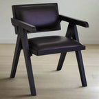 Beaumonde Home Buffer Black Leather Armchair With Wood Frame