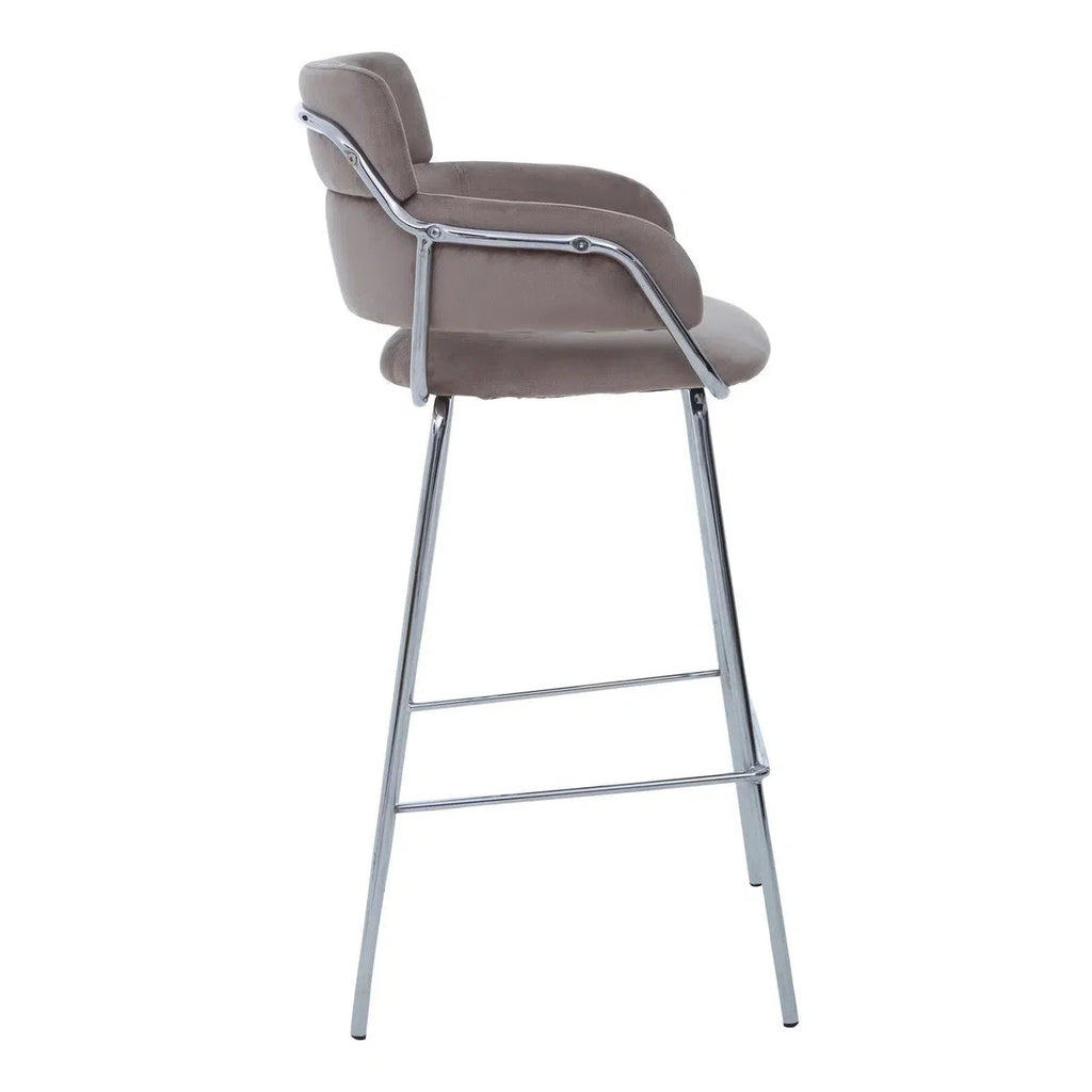 Beaumonde Home Tammin Mocha Velvet Bar Stool