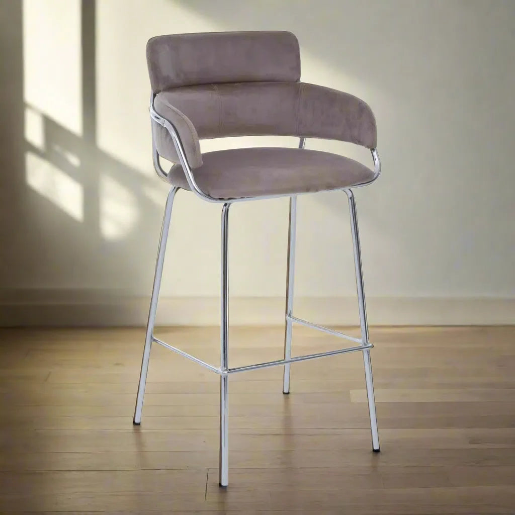 Beaumonde Home Tammin Mocha Velvet Bar Stool