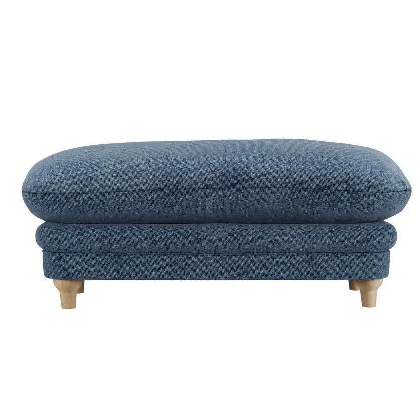 HO+ME Whisper Footstool In Denim Blue Weave