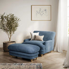 HO+ME Whisper Footstool In Denim Blue Weave