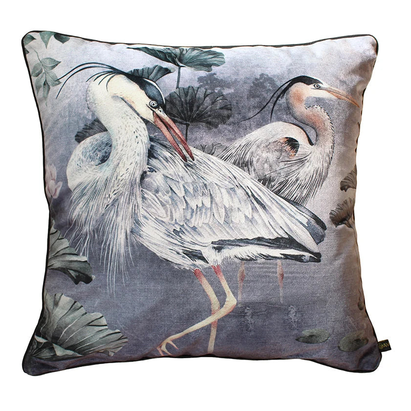 Avalana Silver Orient Piped Velvet Cushion Cover