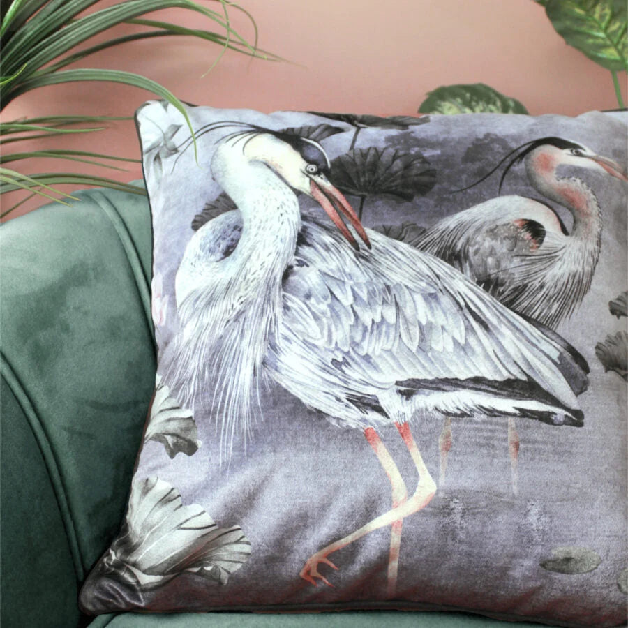 Avalana Silver Orient Piped Velvet Cushion Cover